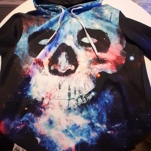 Hoodie galaxy print w skull